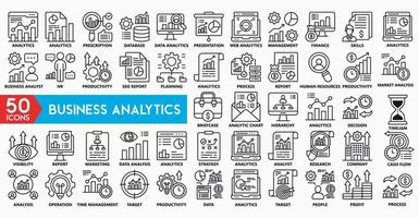 Business Analytics icons for management, data analytics, productivity, process, planning vector