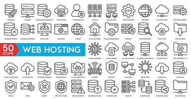 Web hosting server icon with internet cloud storage computing network connection sign vector