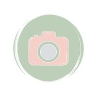 Cute logo or icon vector with Photo Camera on circle with brush texture, for social media story and highlights