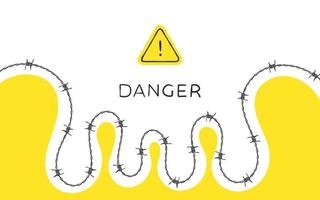 Barbed wire. Conceptual background with barbed wire and warning sign. Vector scalable graphics