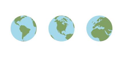 Globe world map. Planet earth flat vector illustration. Doodle map with continents and oceans.