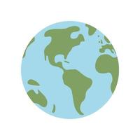 Globe world map. Planet earth flat vector illustration. Doodle map with continents and oceans.