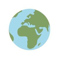 Globe world map. Planet earth flat vector illustration. Doodle map with continents and oceans.