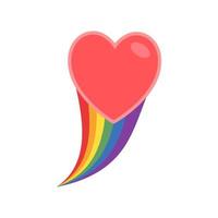 Heart icon with rainbow flag tail. Lgbt support and love design. Lesbian, Gay, Bisexual, Transgender representation symbol. vector