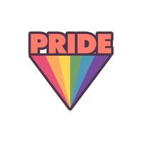 Pride Text with rainbow flag badge. LGBT symbol. Gay, Lesbian, Bisexual, Trans, Queer love symbol of diversity. vector