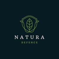 Leaf nature defense line logo icon design template flat vector