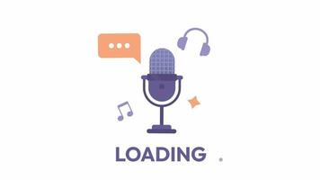 Animated podcast mic loader. Equipment for live stream. Flash message 4K video footage. Color isolated loading wait-animation progress indicator with alpha channel transparency for web design