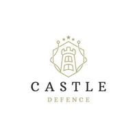 Castle defense line logo icon design template flat vector