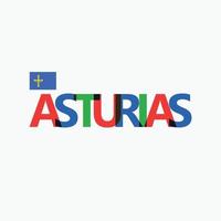 Asturias rgb vistoso superposición letras tipografía con sus nacional bandera. Español autónomo comunidad arco iris texto decoración. vector