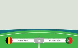 Vector match preview with lower third label within football stadium background. Belgium vs Portugal.