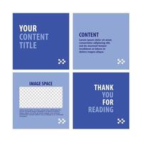 Deep blue carousel social media post. Four pages microblog content template. Suitable for commerce, explanation, internet advertising, and promotion media. vector