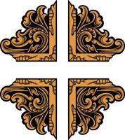 classic engraving ornament vector design for elements, editable color