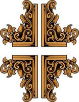 classic engraving ornament vector design for elements, editable color