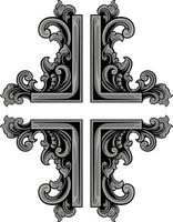 classic engraving ornament vector design for elements, editable color