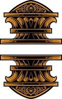 classic engraving ornament vector design for elements, editable color