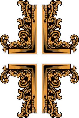 classic engraving ornament vector design for elements, editable color