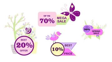 Spring discounts. Big sale. Mega skidaki. Super stock .. interest. Sell-out Set of stickers for trade vector