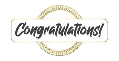 Congratulations lettering message with elegant golden frame. Congrats calligraphic quote. Hand drawn style calligraphy phrase. vector