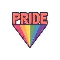 Pride Text with rainbow flag badge. LGBT symbol. Gay, Lesbian, Bisexual, Trans, Queer love symbol of diversity. vector