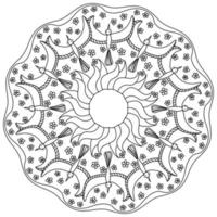 Contour mandala with flying fantasy birds, meditative coloring page for creativity vector
