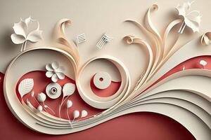 Creative music background. Musical abstract illustration, paper art. Created with photo