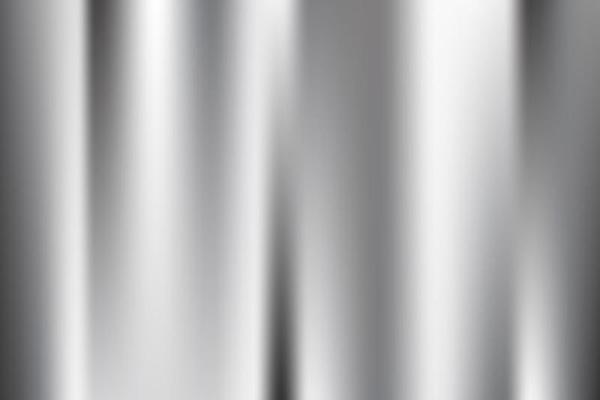 Silver foil background. Metal gradient vector shiny pattern. Chrome stainless gradation surface with reflection. Glossy grey brushed material.