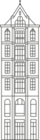 Old European house. Architecture of the Netherlands. Outline illustration png