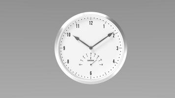 3d representación de el blanco pared reloj. diseño modelo de cerca Bosquejo para marca y publicidad. el moderno reloj diseño de oficinas, hogar decoración, escuelas, colegios, universidades, esperando habitaciones, etc. foto