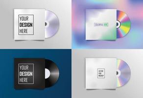 Set of different CD-DVD compact disc album and empty paper case template with shadow on background vector