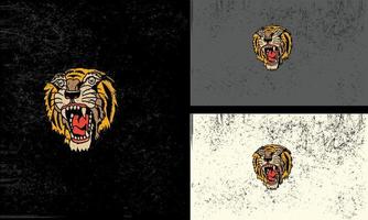 cabeza Tigre con colmillos vector ilustración mascota diseño