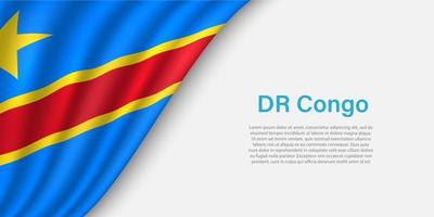 Wave flag of DR Congo on white background.