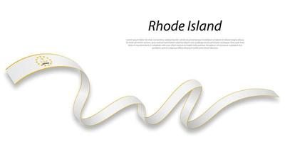 Waving ribbon or stripe with flag of Rhode Island vector