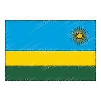 Hand drawn sketch flag of Rwanda. doodle style icon vector