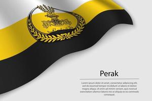 Wave flag of Perak is a region of Malaysia vector