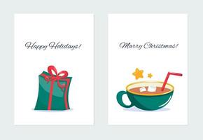 A set of templates congratulated with Christmas and happy holidays vector