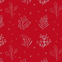 Seamless floral pattern on red background vector