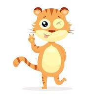 Cute tiger stands and winks vector