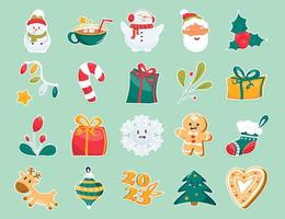 A set of cute Christmas stickers vector