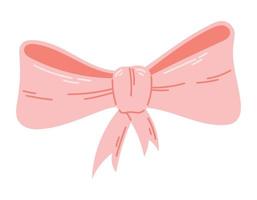 Cute cartoon girly pink bow. Vector flat isolated illustration.