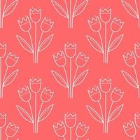 Tulip spring seamless pattern vector doodle illustration.