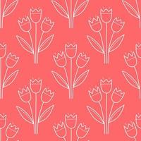 Tulip spring seamless pattern vector doodle illustration.