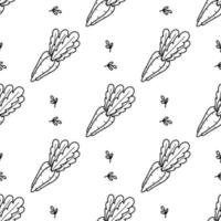 Cute spring and summer seamless pattern with carrots. Doodle Easter background vector