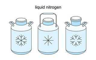 Vector line icon of a liquid compressed Nitrogen gas with N2 for cryo preservation