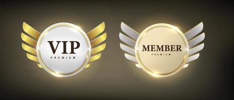 Button set web glossy VIP Gold vector