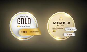 Button set web glossy Gold EPS 2 vector