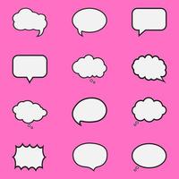 SSet of speak bubble text, chatting box, message box outline cartoon vector illustration design.