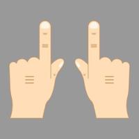 Hand pointing. Index finger touches on screen or shows something. Icon vector illustration