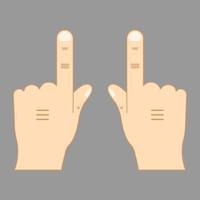 Hand pointing. Index finger touches on screen or shows something. Icon vector illustration