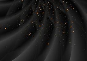 Abstract black smooth waves background with golden dots vector