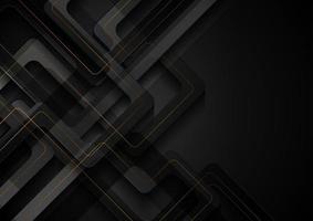 Black geometric vector background with abstract golden lines